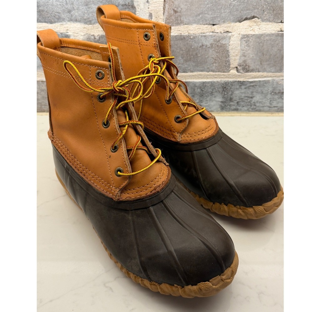 Cabelas Thinsulate Ultra Insulated Duck Boots Brown Tan Leather Rubber Mens 9